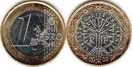 mynt Frankrike 1 euro 2002