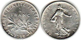 piece France 1 franc 1918