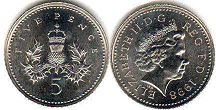 monnaie UK 5 pence 1998