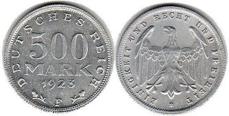 Münze German Weimar 500 mark 1923