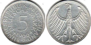 coin Germany 5 mark 1966