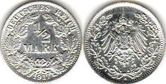 coin German Empire 1/2 mark 1917