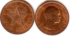 coin Ghana 1/2 half penny 1958