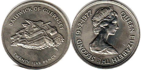 coin Guernsey 25 pence 1977