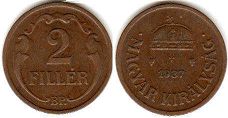 coin Hungary 2 filler 1937