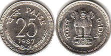 coin India 25 paise 1987