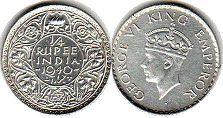 coin India 1/4 rupee 1940