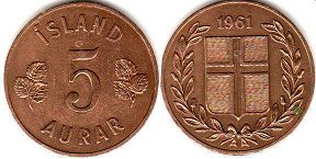coin Iceland 5 aurar 1961