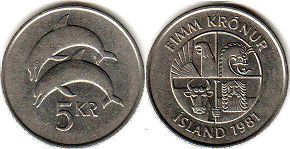 coin Iceland 5 kronur 1981