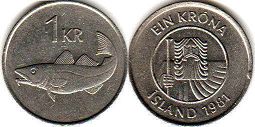 coin Iceland 1 krona 1981