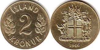 coin Iceland 2 kronur 1946