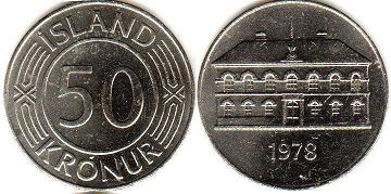 coin Iceland 50 kronur 1978