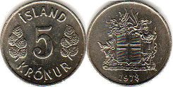 coin Iceland 5 kronur 1978