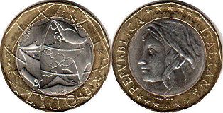 monnaie Italie 1000 lire 1997