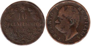 moneta Italy 10 centesimi 1893