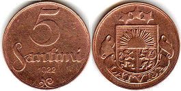coin Latvia 5 santimi 1922