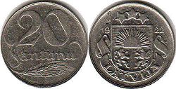 coin Latvia 20 santimu 1922