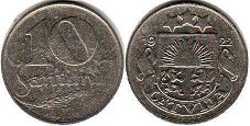 coin Latvia 10 santimu 1922