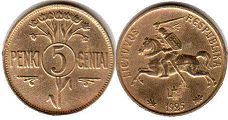 coin Lithuania 5 centai 1925