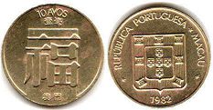 coin Macao 10 avos 1982