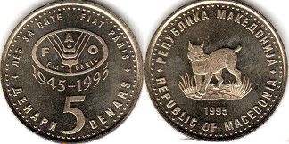 coin Macedonia 5 denari 1995