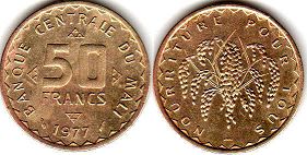 piece Mali 50 francs 1977