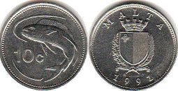 coin Malta 10 cents 1991