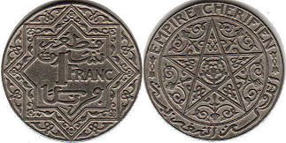 piece Morocco 1 francsans date (1921)