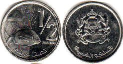 coin Morocco 1/2 dirham 2012