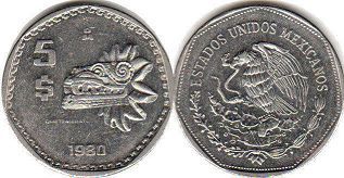 moneda Mexico 5 pesos 1980