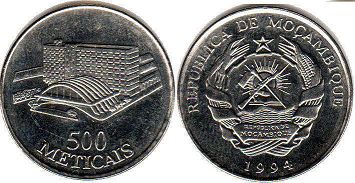 coin Mozambique 500 meticais 1994