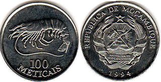 piece Mozambique 100 meticais 1994