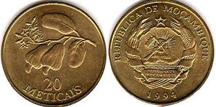 coin Mozambique 20 meticais 1994