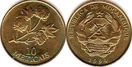 coin Mozambique 10 meticais 1994