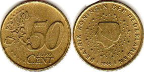 Münze Niederlande 50 Euro Cent 1999