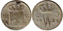 monnaie Pays-Bas 10 cents 1826