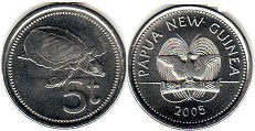 coin Papua New Guinea 5 toea 2005