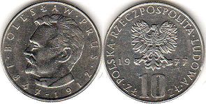 coin Poland 10 zlotych 1977