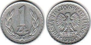 coin Poland 1 zloty 1975