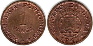 coin Portuguese India 1 tanga 1947