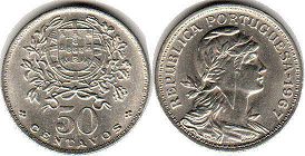 coin Portugal 50 centavos 1967