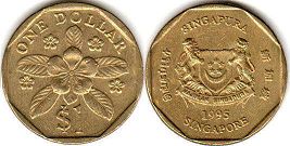 coin singapore1 dollar 1995