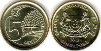 coin Singapore 5 cents 2013