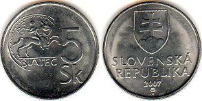 coin Slovakia 5 korun 2007
