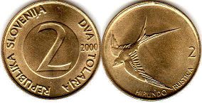 coin Slovenia 2 tolarja 2000