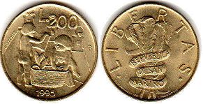 moneta San Marino 200 lire 1993