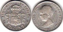 coin Spain 50 centimos 1892
