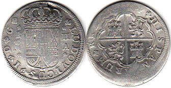 coin Spain silver 2 reales 1724
