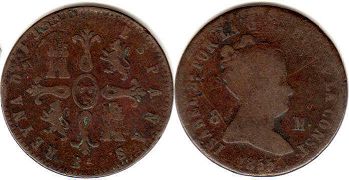 monnaie Espagne 8 maravedis 1835