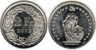coin Switzerland 2 francs 2012